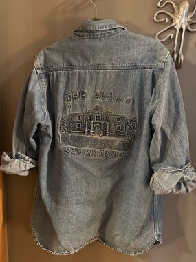 Vintage 'The Alamo' Unisex Light Wash Denim Shirt